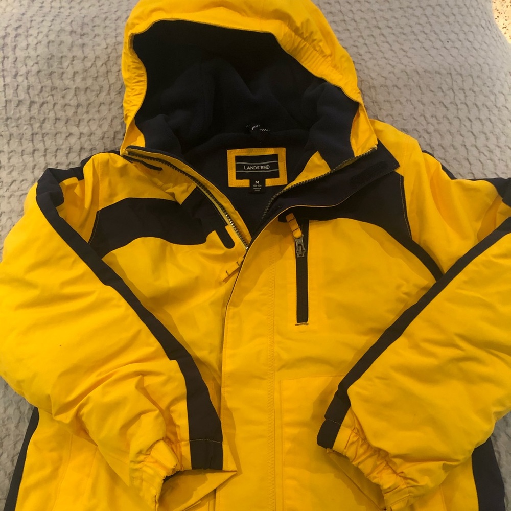 Lands’ End Yellow and Navy Ski Jacket 10H-12Husky